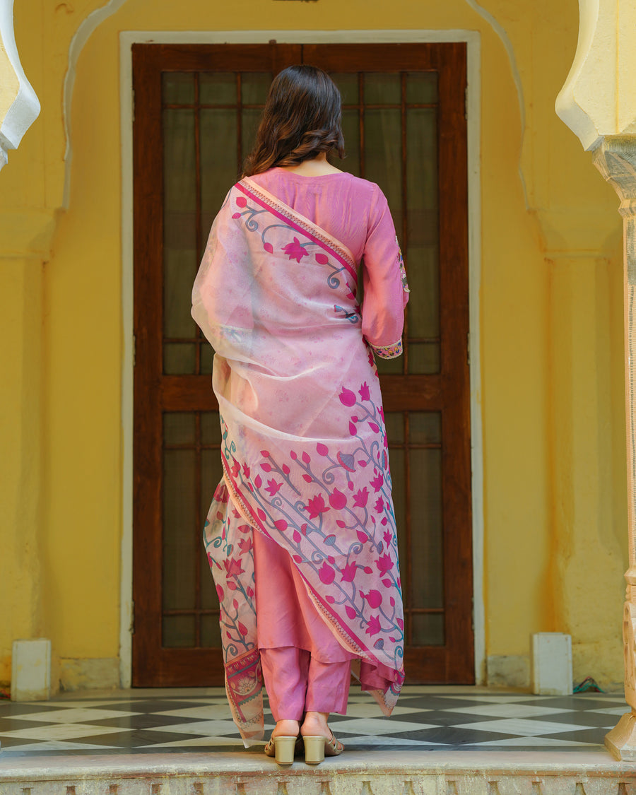 Blush Pink Kalamkari Suit Set