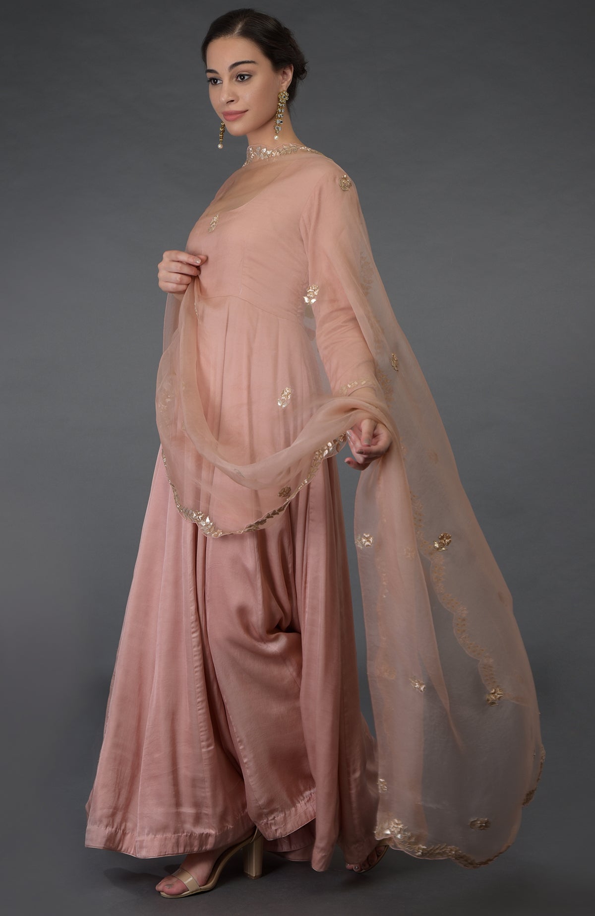 Pressed Rose Gota Patti & Zardozi Hand Embroidered Suit