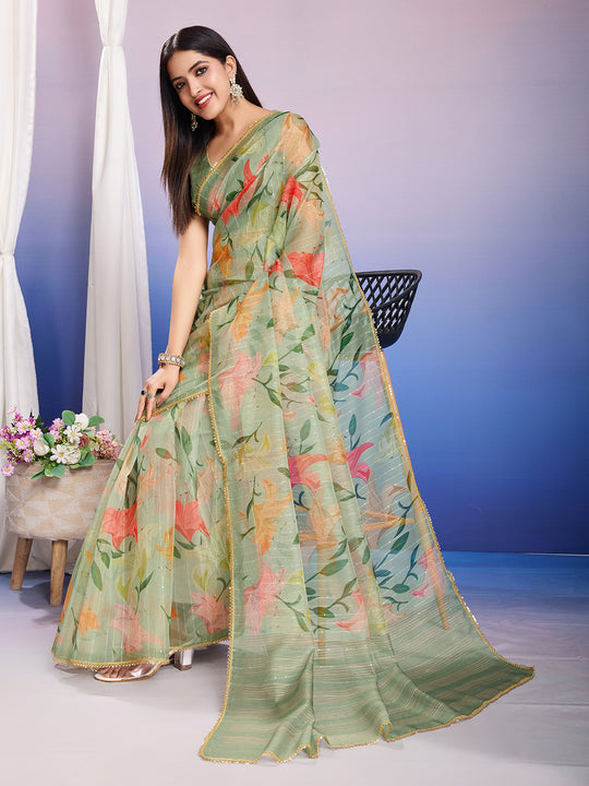 Chiffon Saree with Gota Patti, Mothra work.