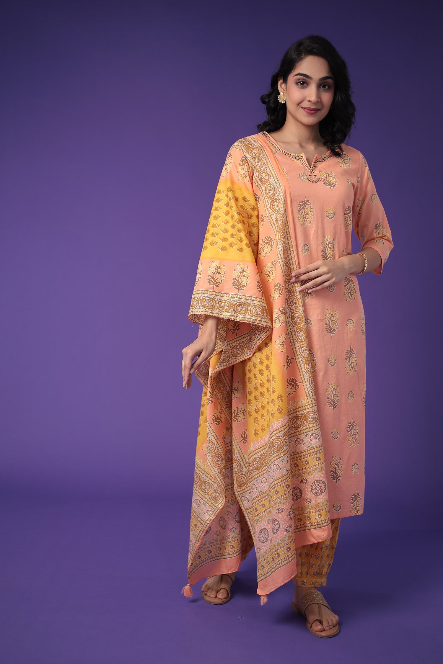 Printed Cotton Kurta Set Stitched
