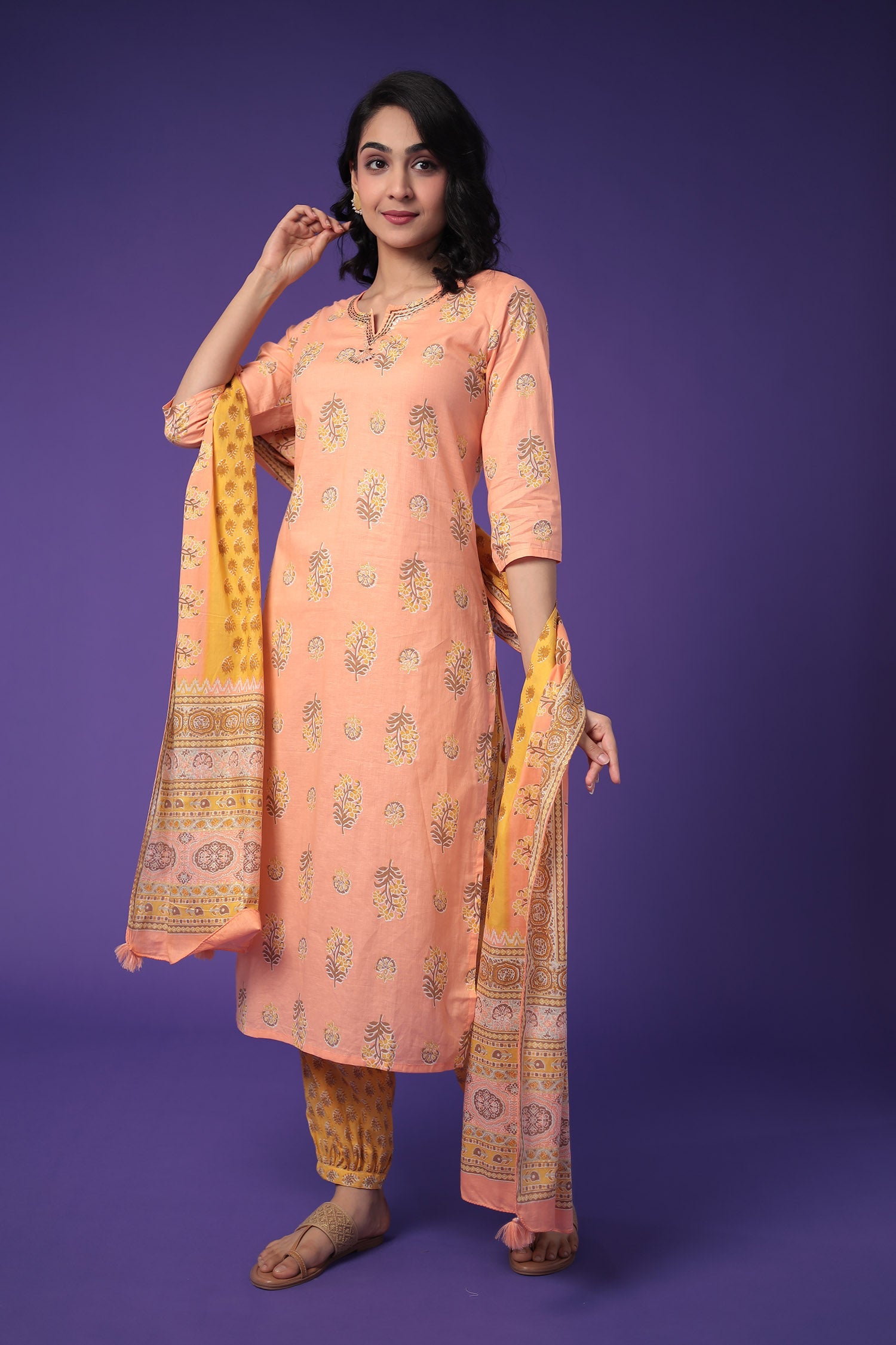 Printed Cotton Kurta Set Stitched