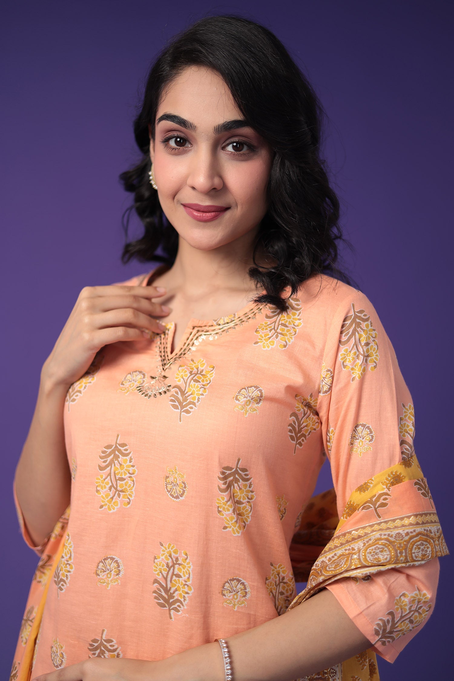 Printed Cotton Kurta Set Stitched