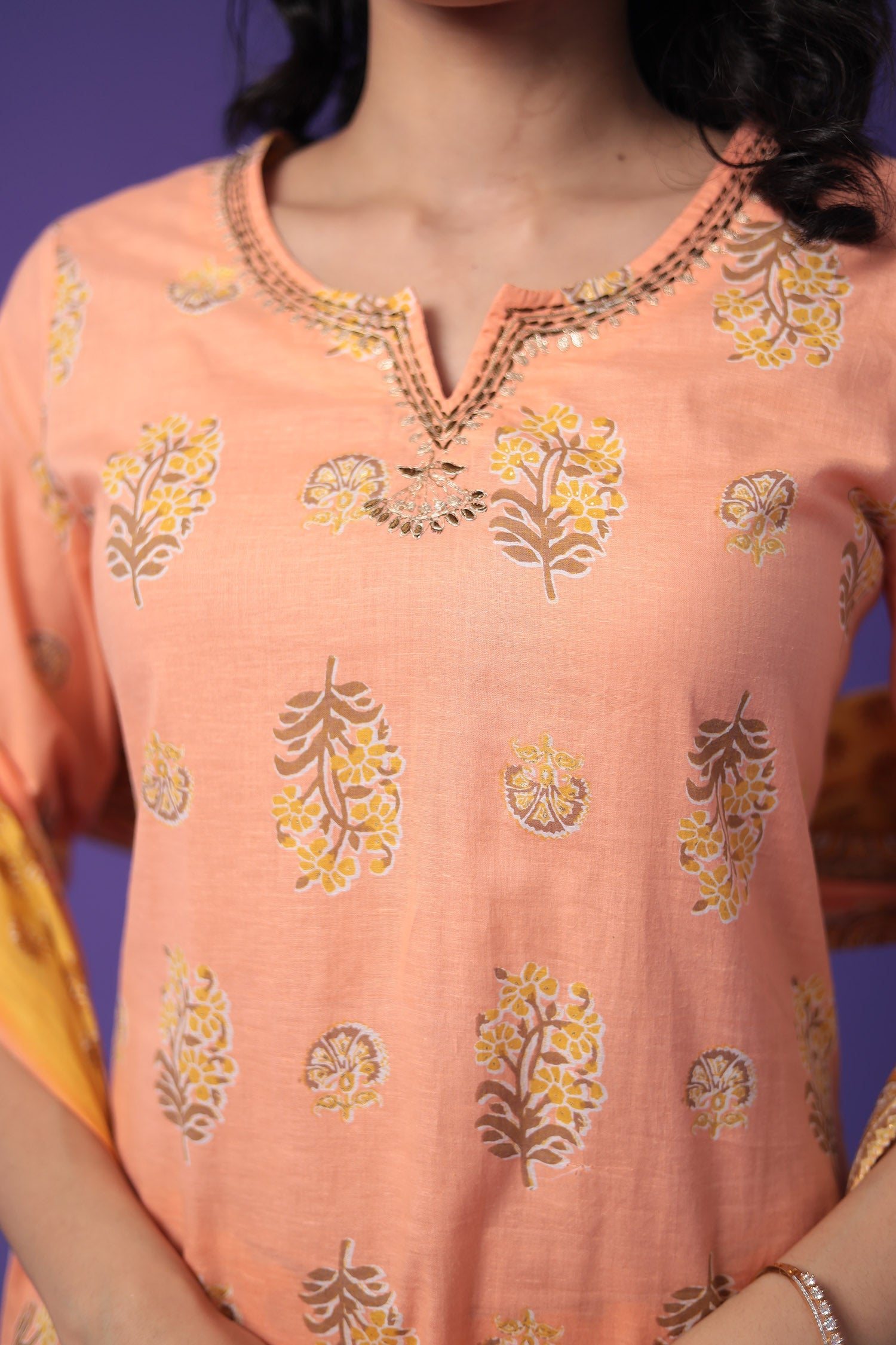 Printed Cotton Kurta Set Stitched