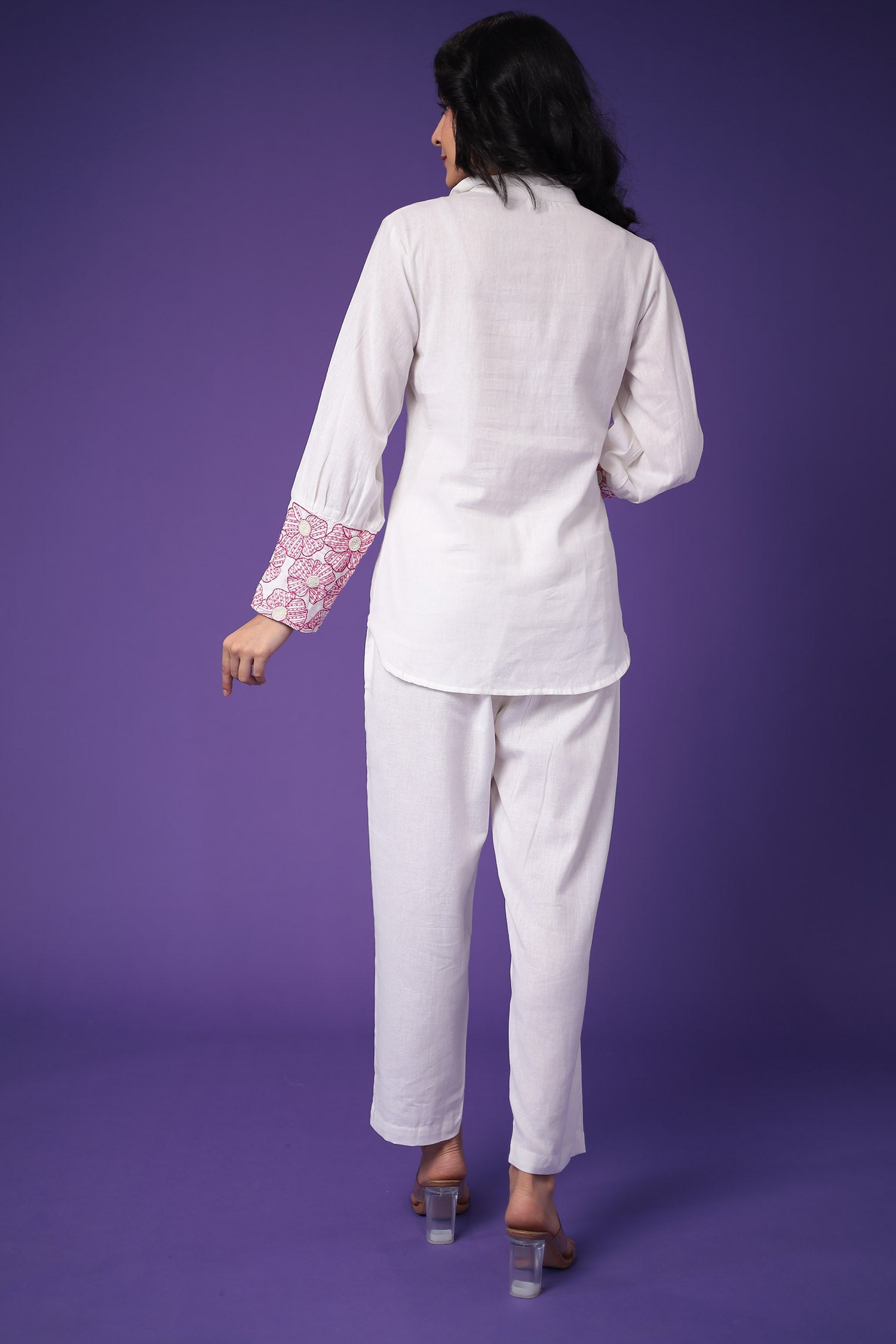 Linen Co Ords Set with Embroidered work