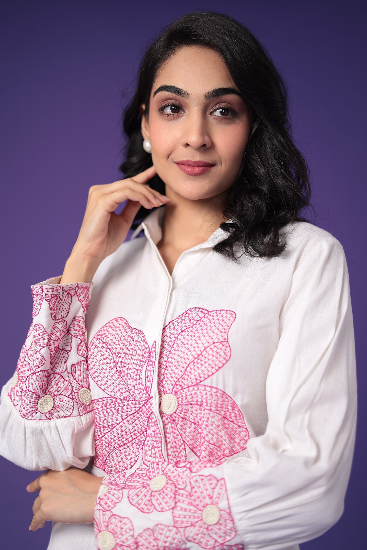 Linen Co Ords Set with Embroidered work