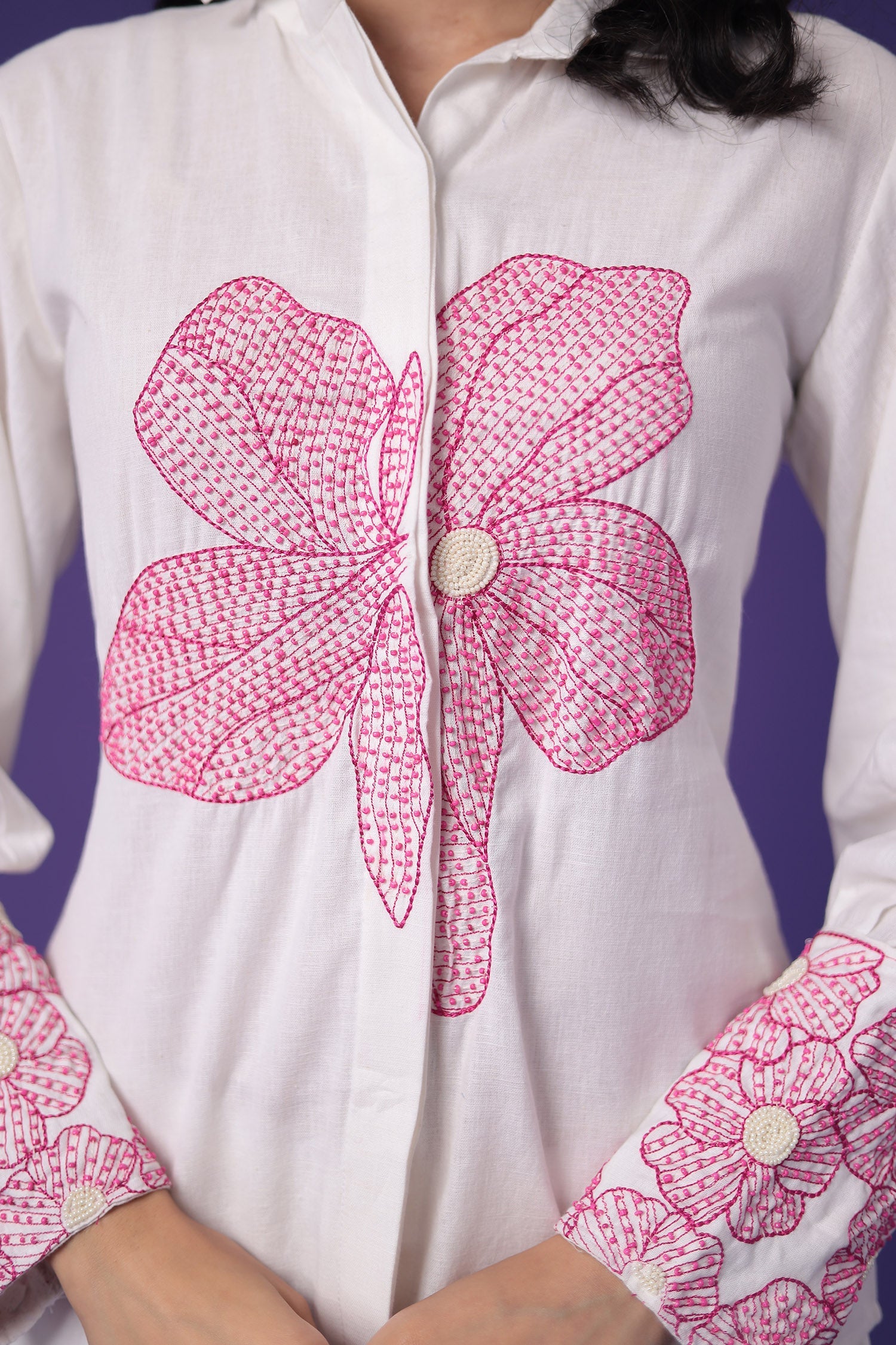 Linen Co Ords Set with Embroidered work