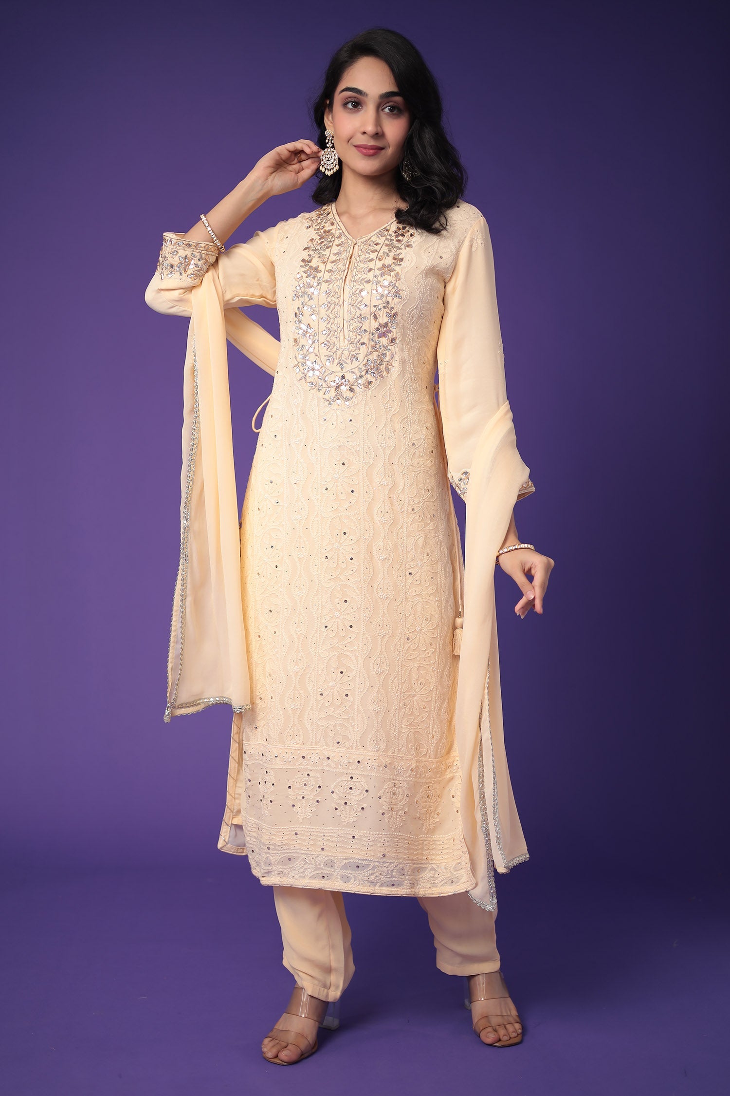 Georgette Suit with Gota Patti and Embroidered work