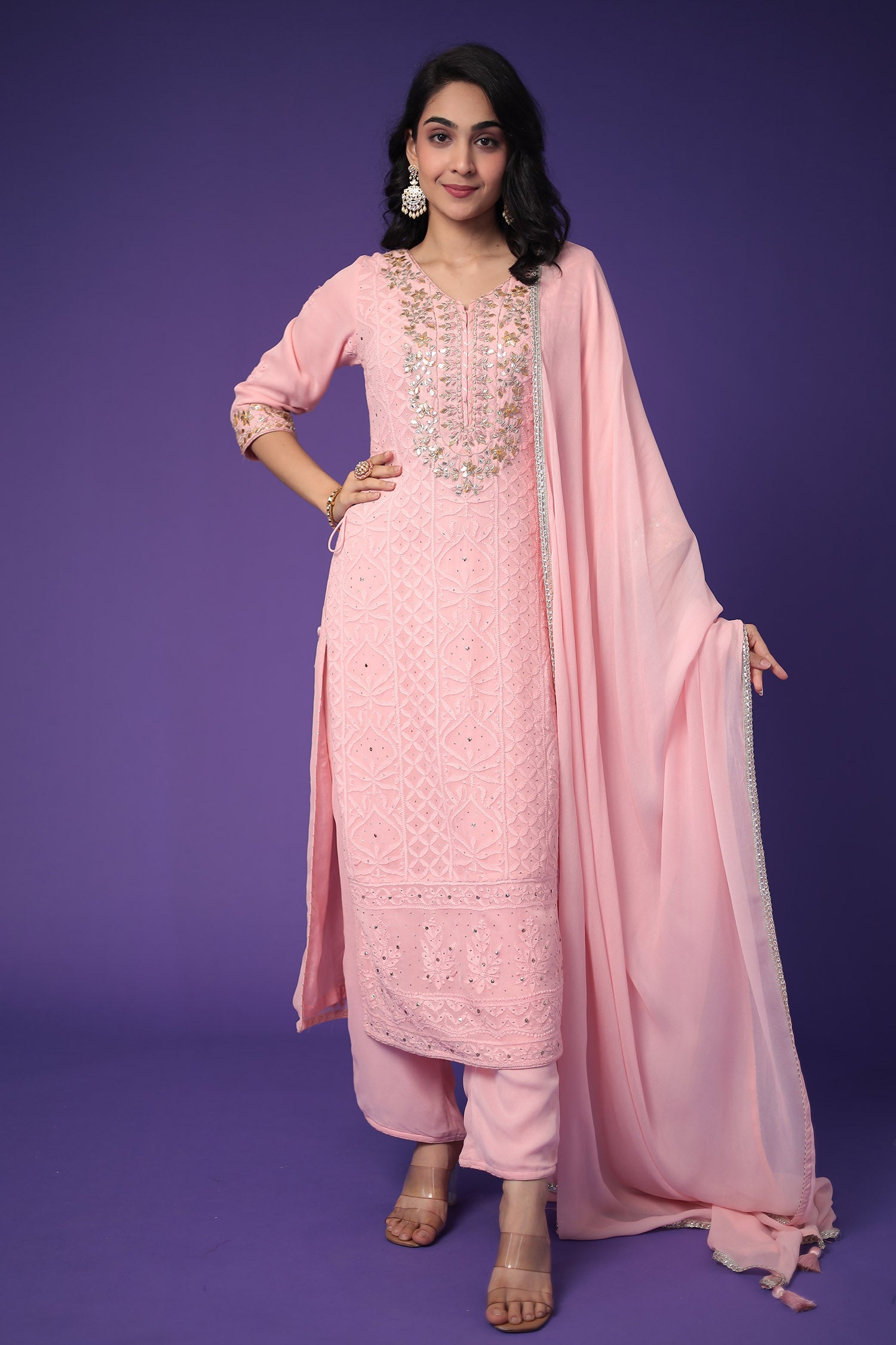 Georgette Suit with Gota Patti and Embroidered work