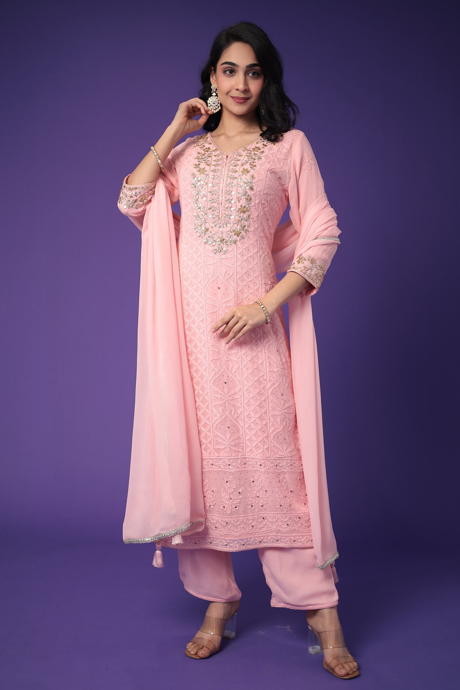 Georgette Suit with Gota Patti and Embroidered work