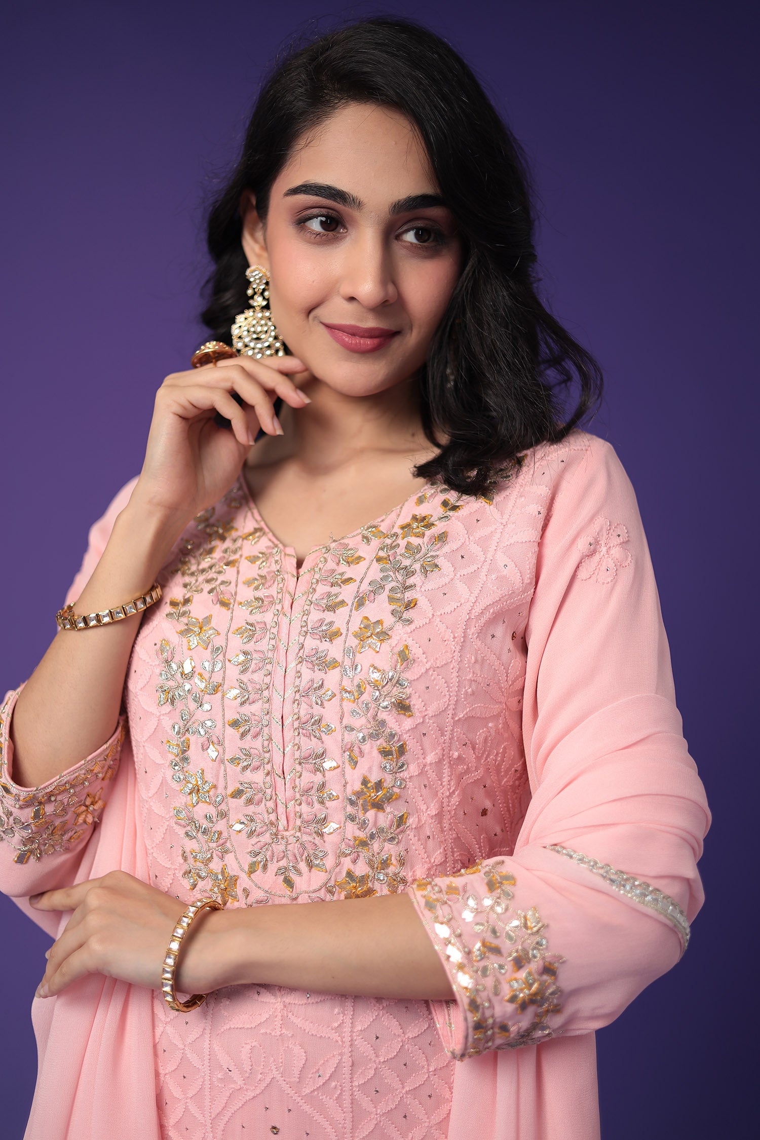 Georgette Suit with Gota Patti and Embroidered work