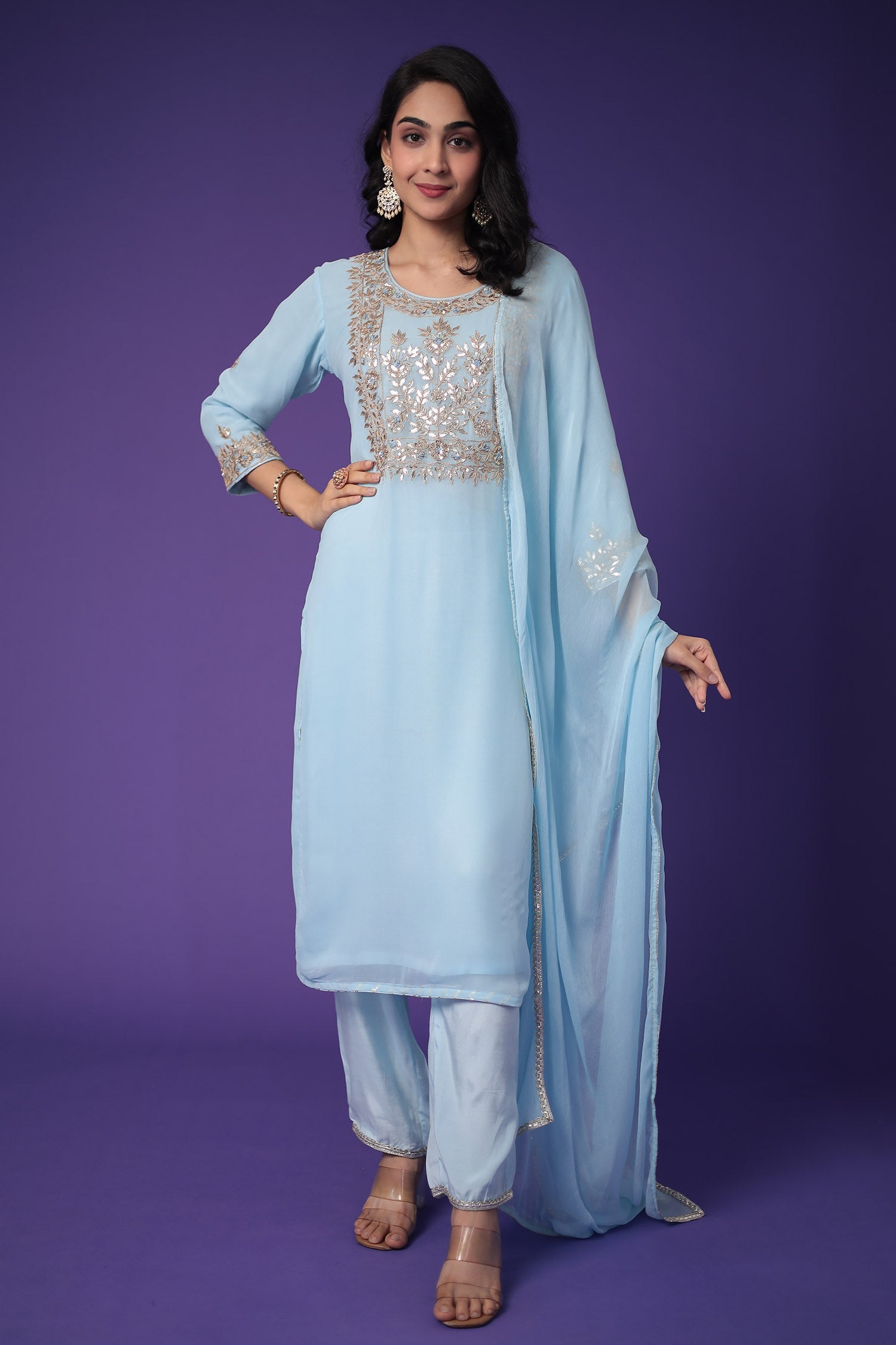Georgette Suit with Embroidered Gota Patti work