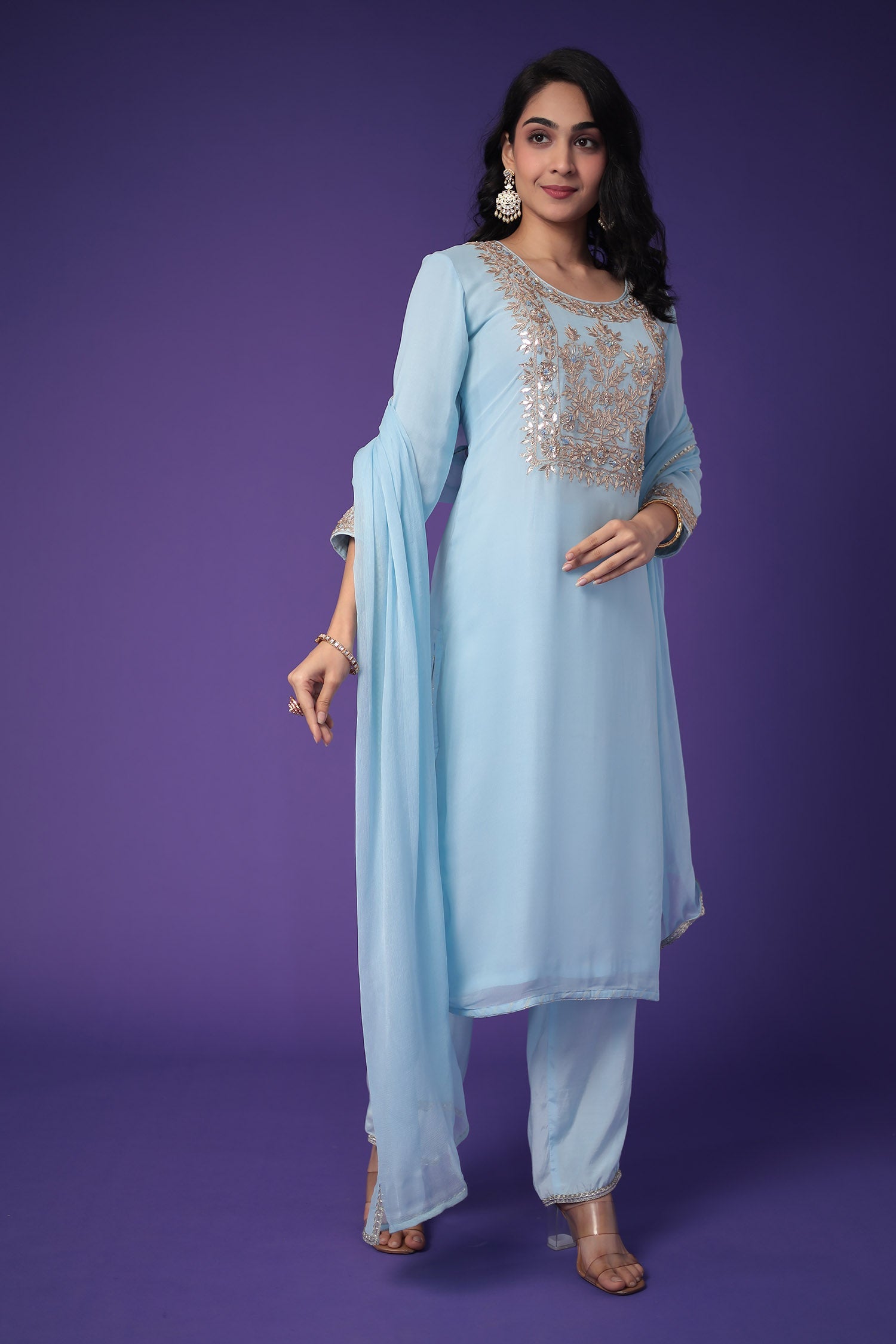 Georgette Suit with Embroidered Gota Patti work