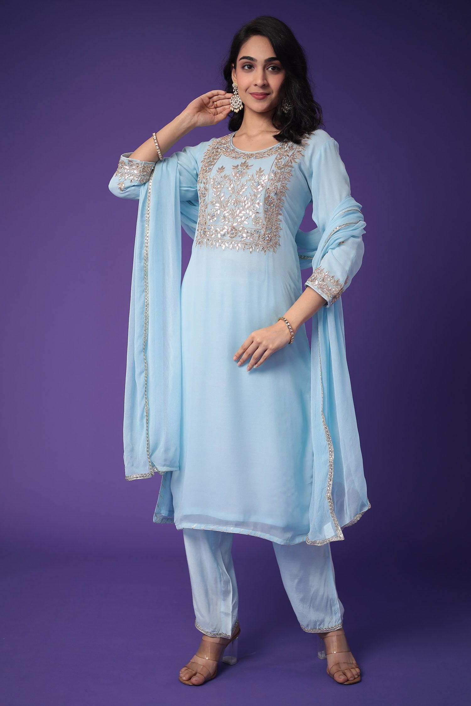Georgette Suit with Embroidered Gota Patti work
