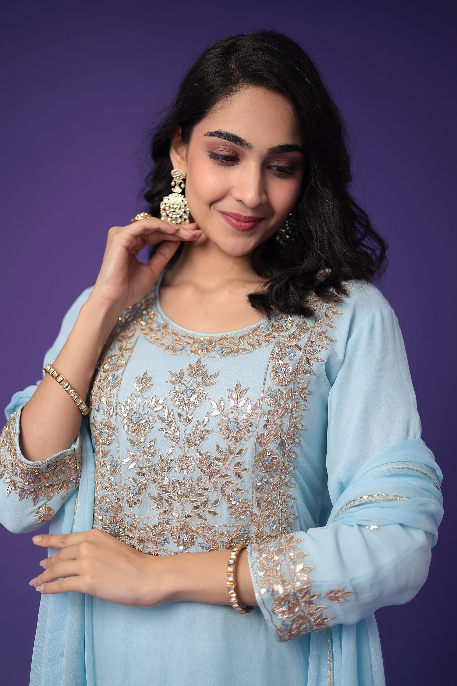 Georgette Suit with Embroidered Gota Patti work