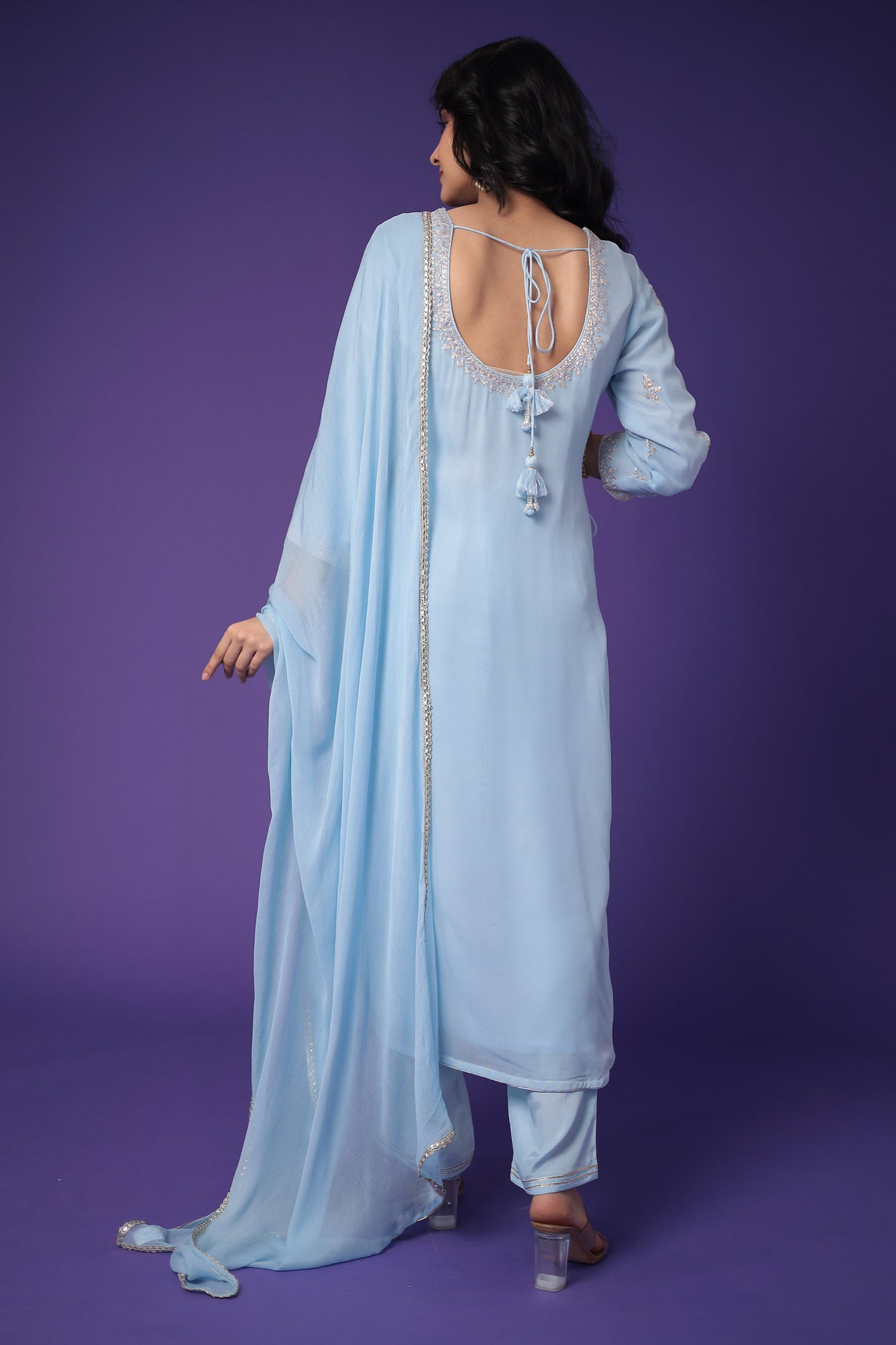 Georgette Suit Embroidered with Pittan work