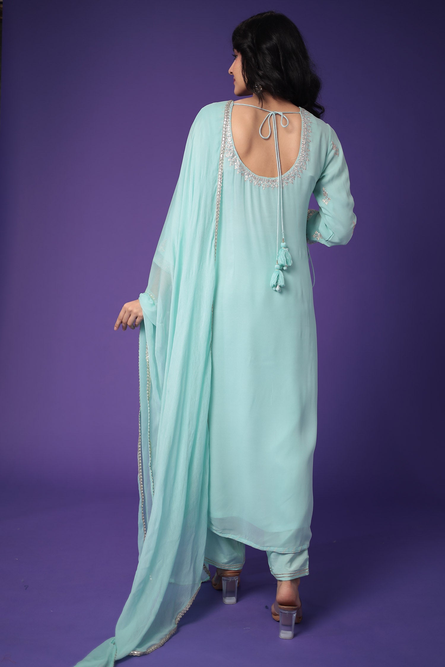 Georgette Suit Embroidered with Pittan work