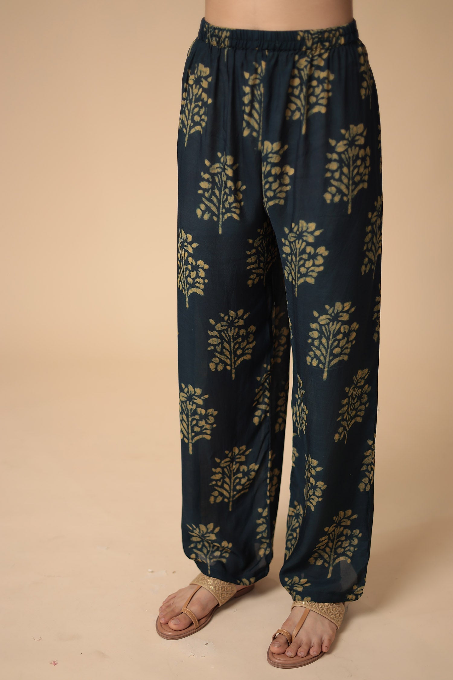 Printed Silk Blend Suit Embroidered with Gota Patti work