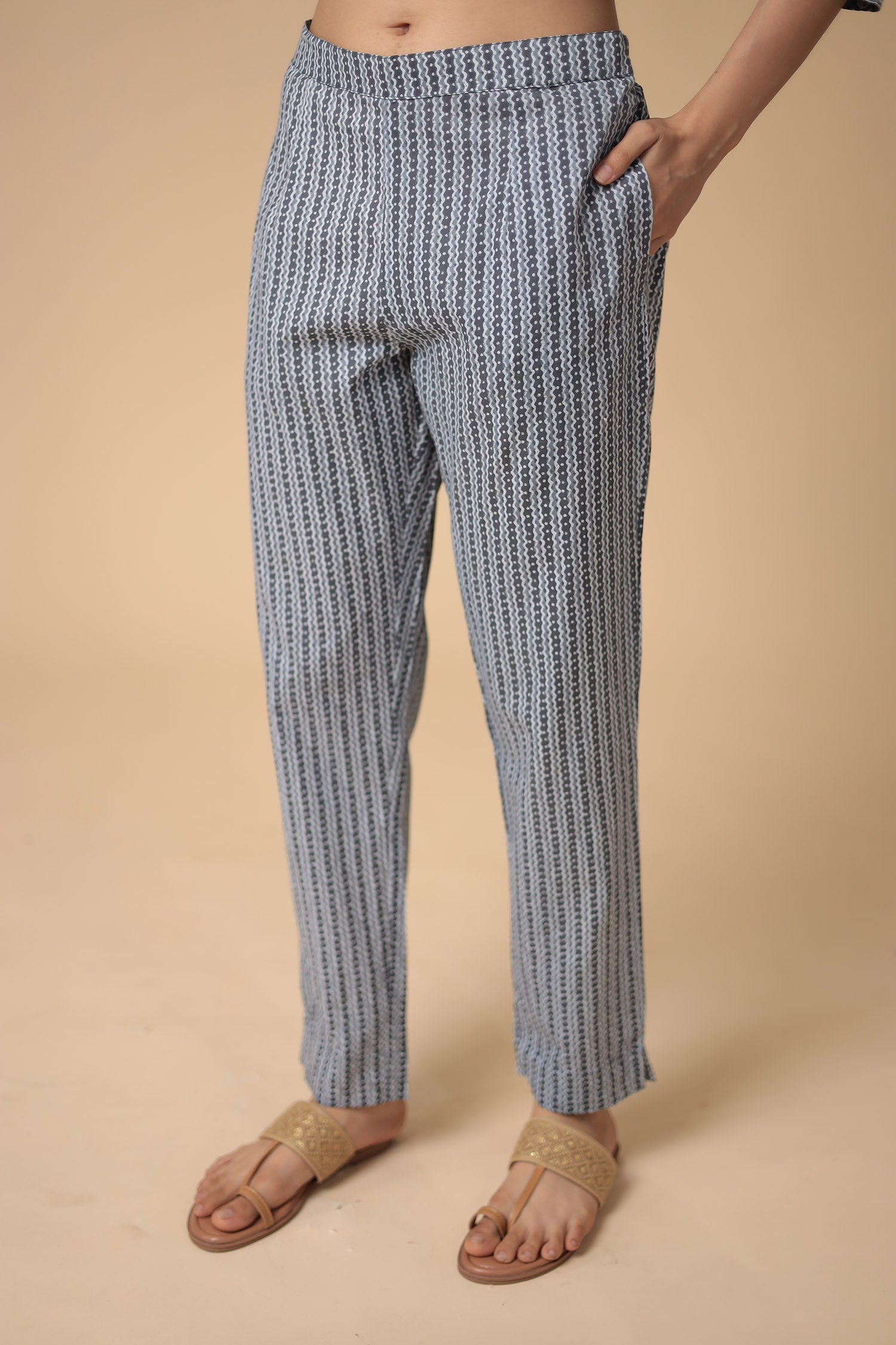 Printed Cotton Kurta Set Stitched with Embroidered work