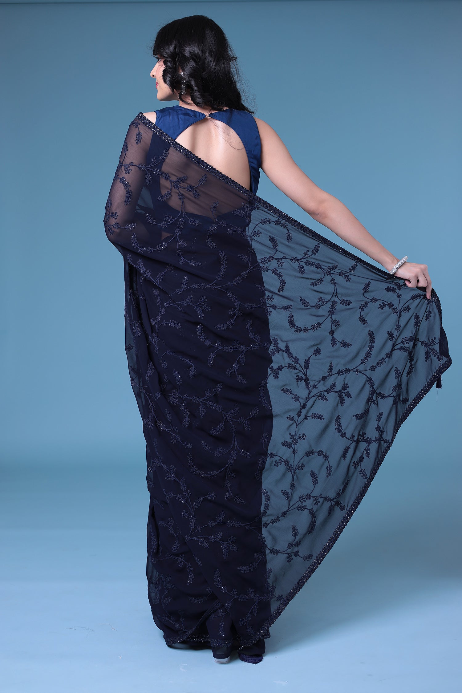 Embroidered Georgette Saree with Sequins work.