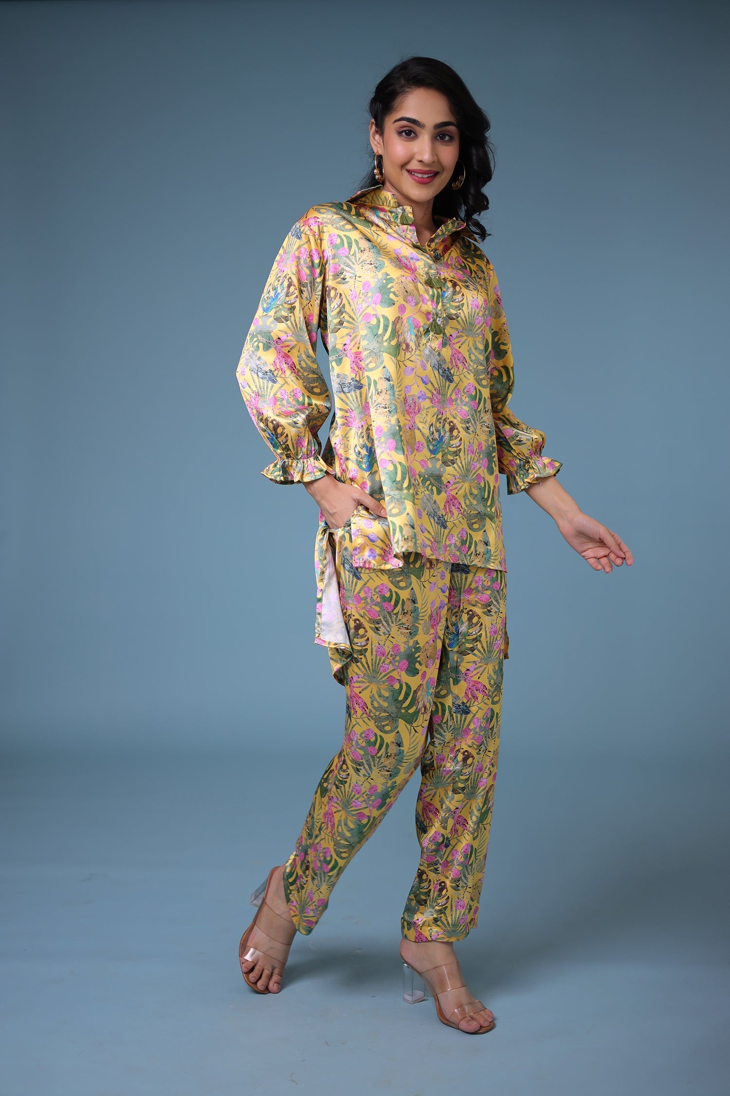 Printed Satin Silk Co Ords Set