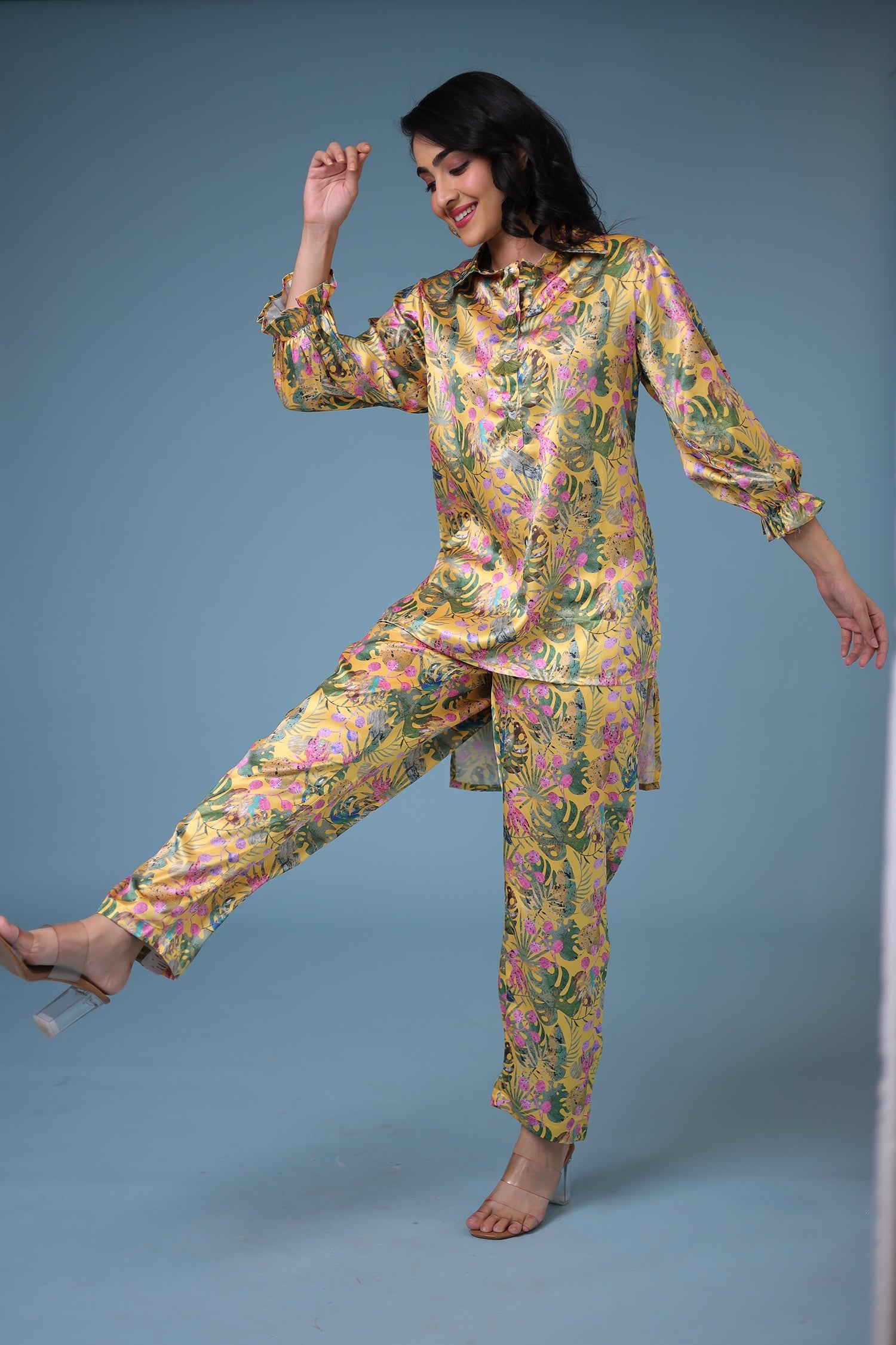 Printed Satin Silk Co Ords Set