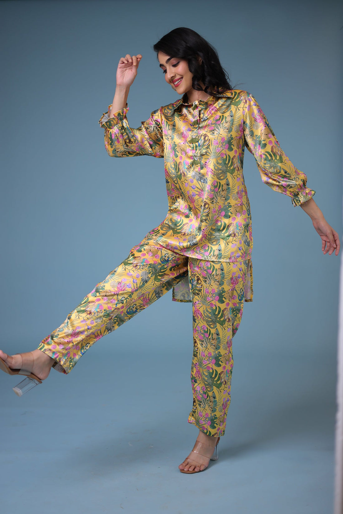 Printed Satin Silk Co Ords Set