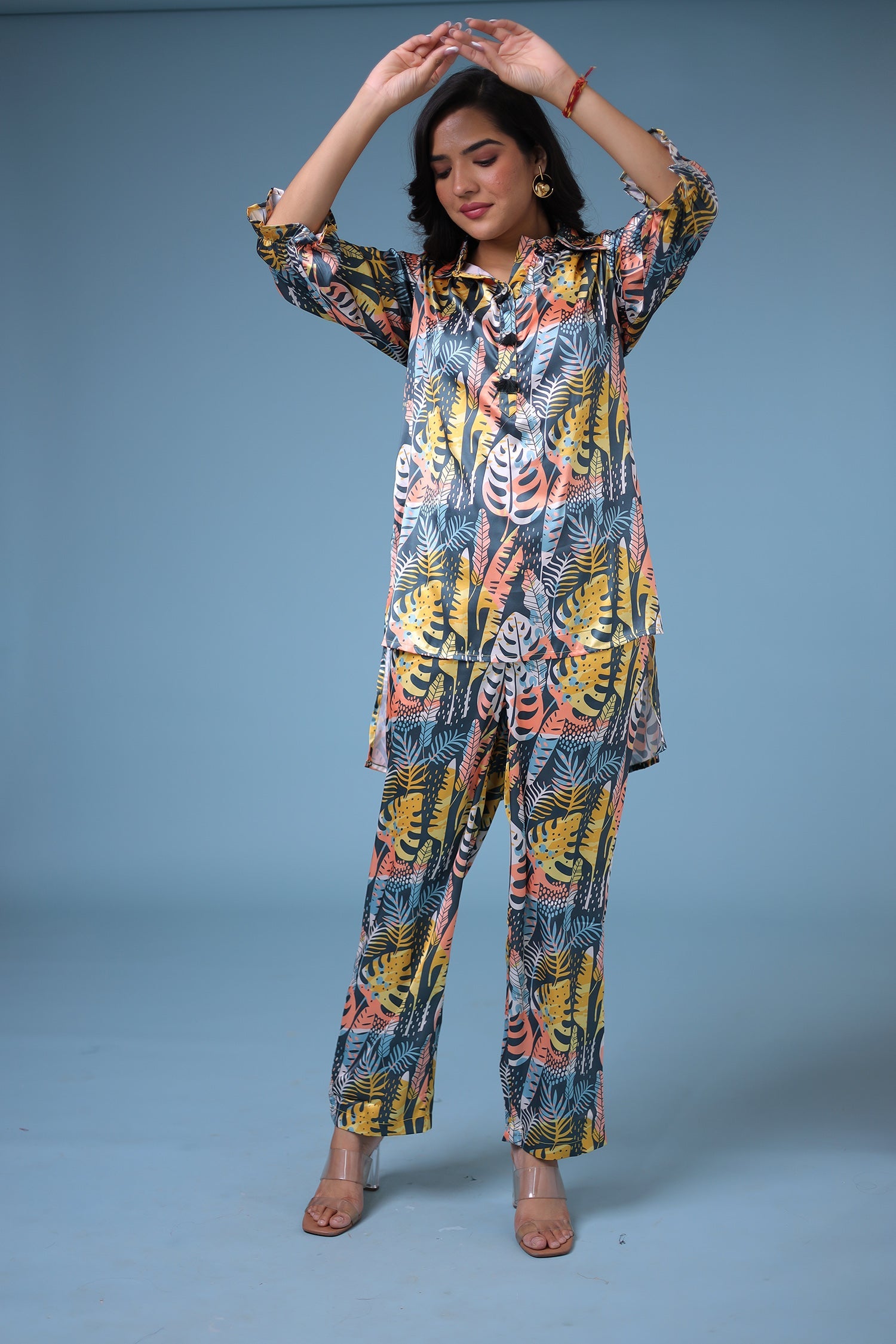 Printed Satin Silk Co Ords Set