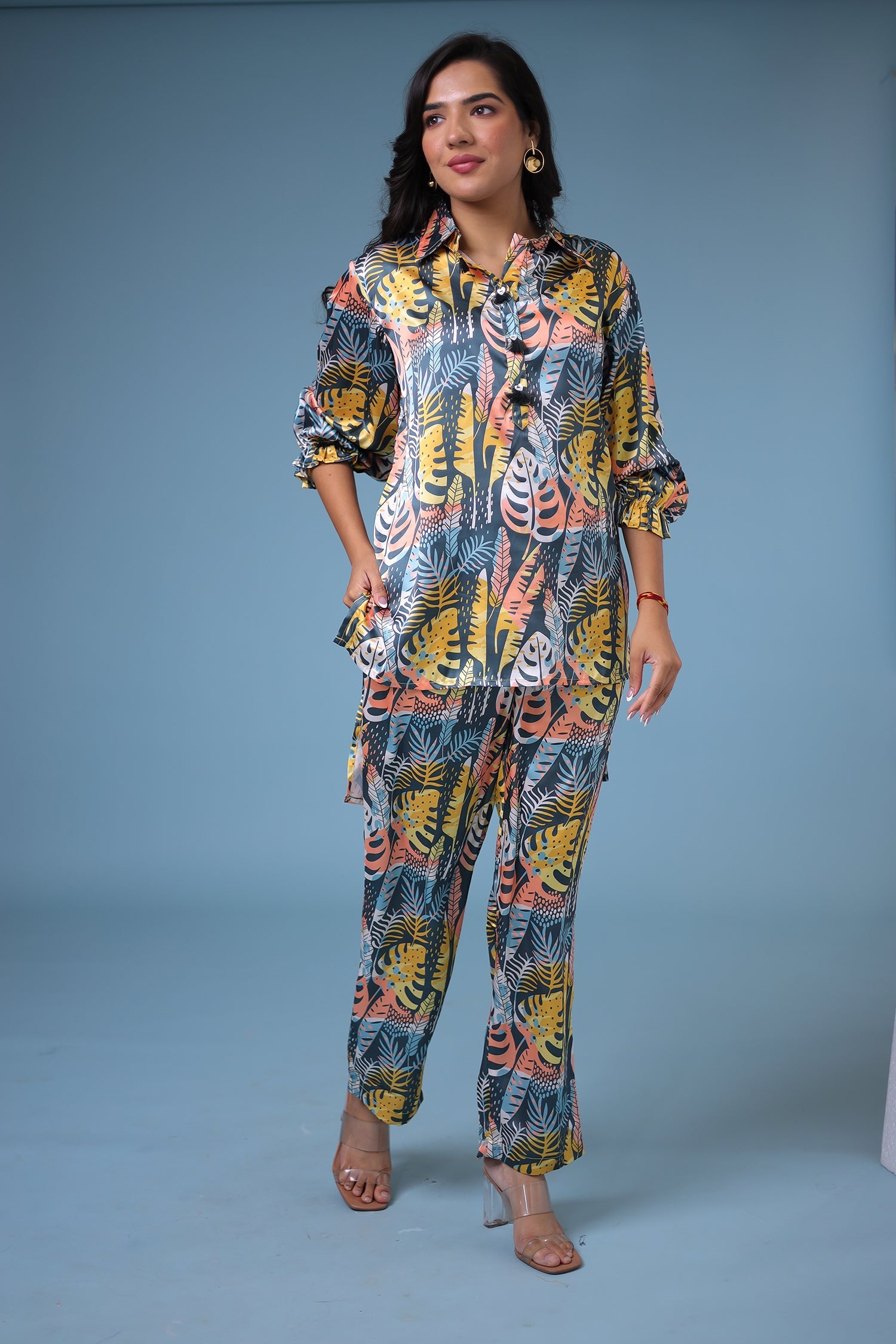 Printed Satin Silk Co Ords Set