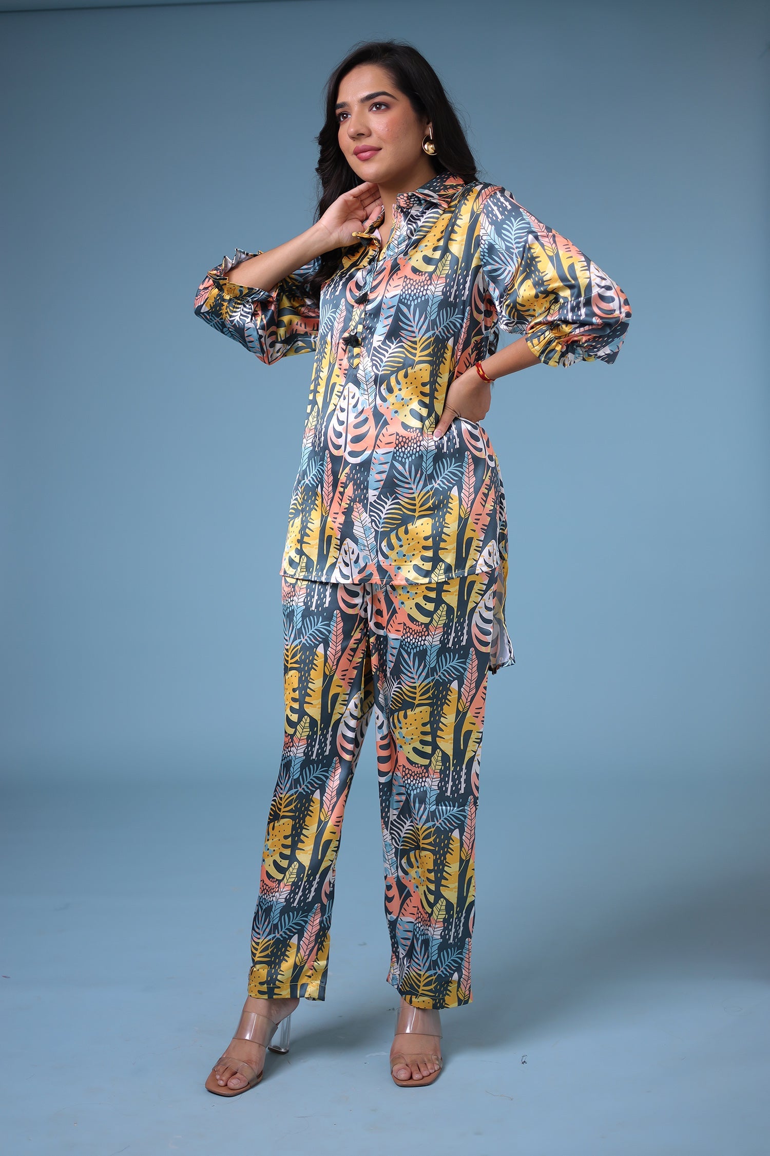 Printed Satin Silk Co Ords Set