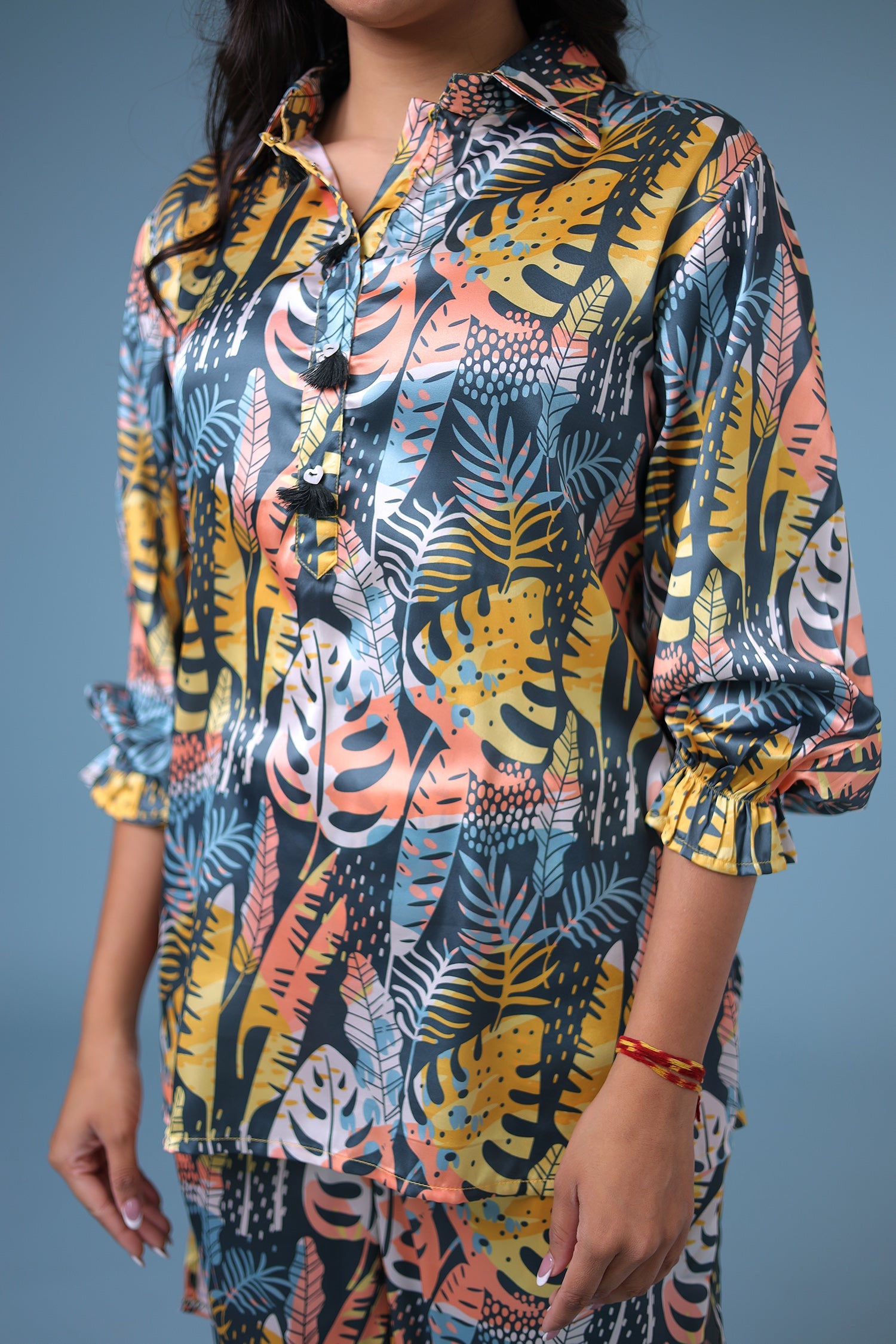 Printed Satin Silk Co Ords Set