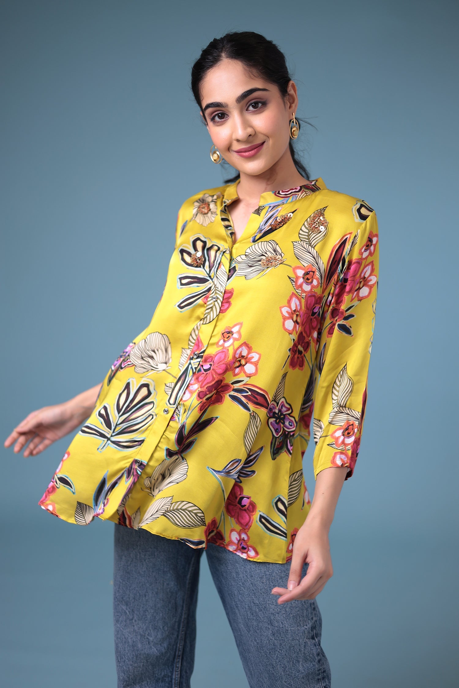 Printed Silk Blend Tunic