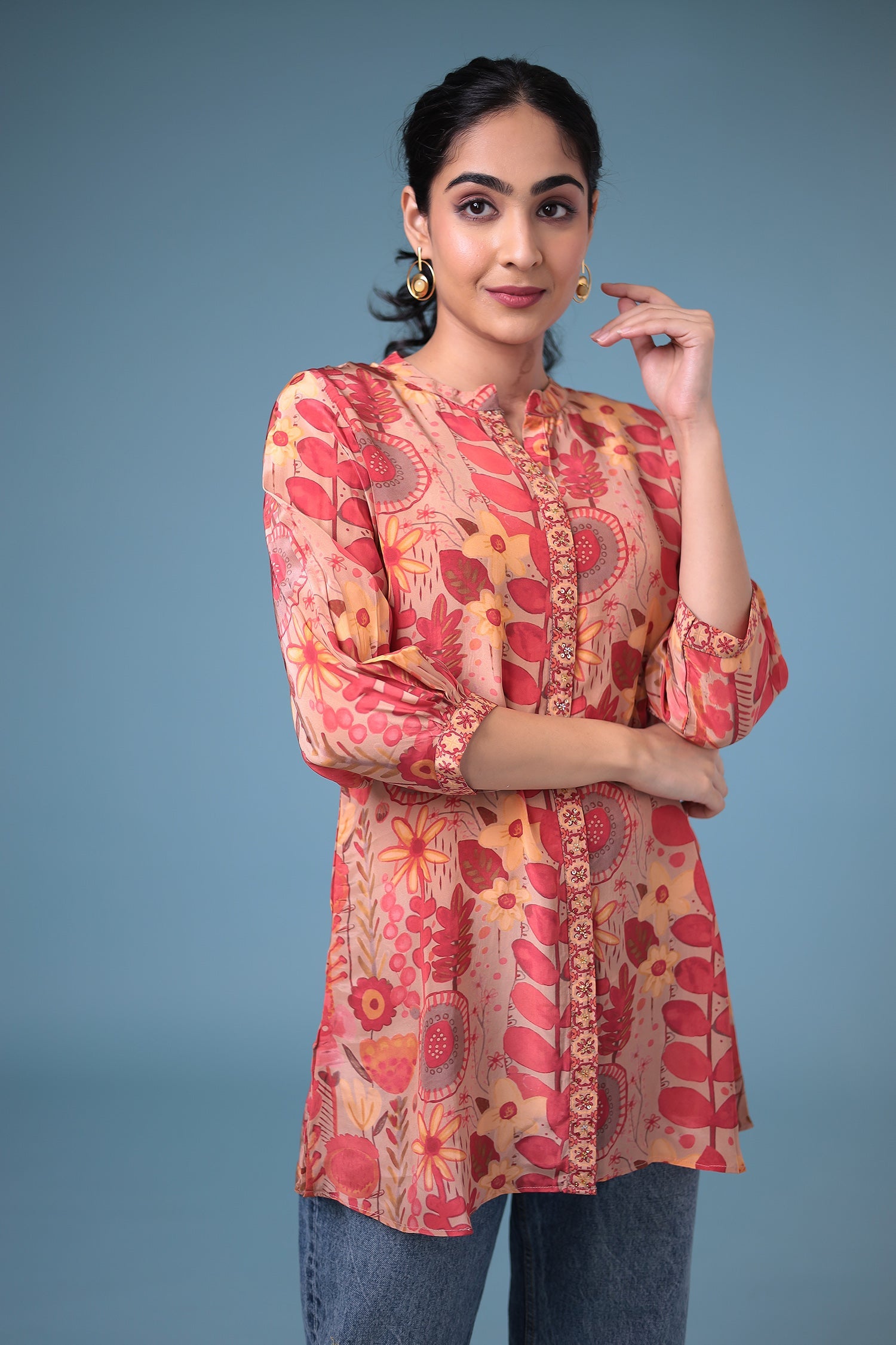 Printed Silk Blend Tunic