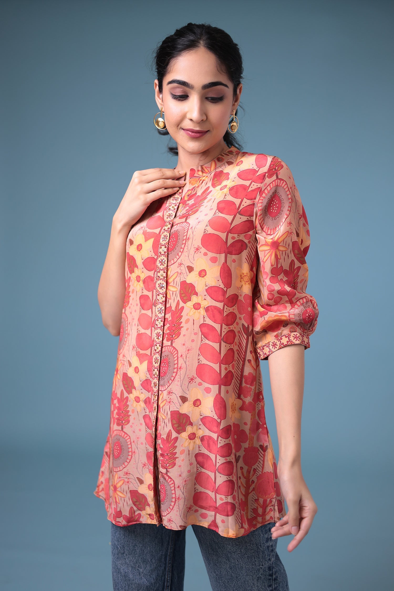 Printed Silk Blend Tunic