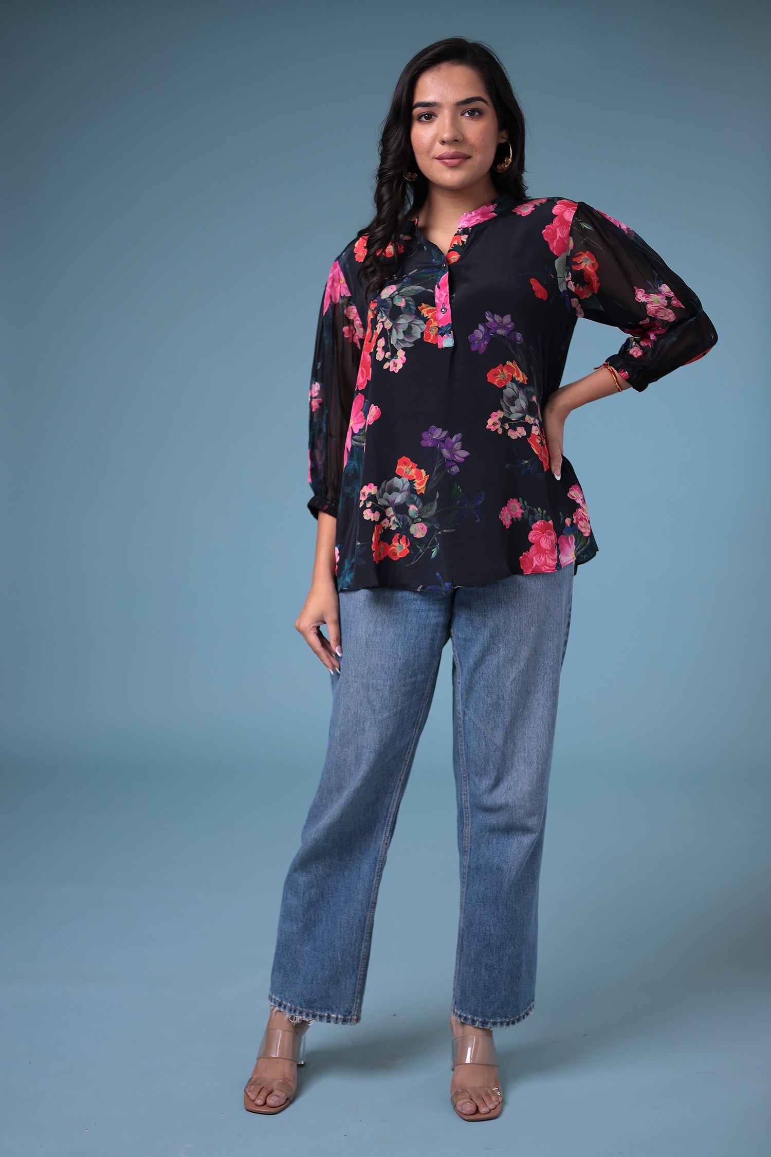 Printed Silk Blend Tunic