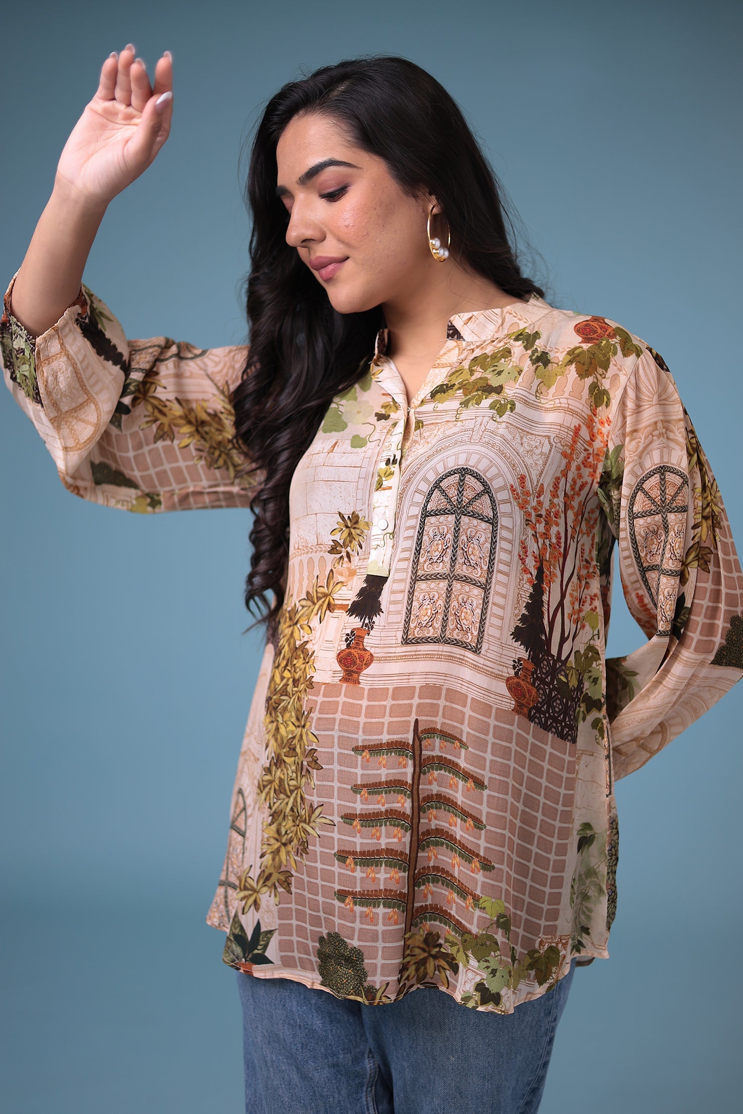 Printed Silk Blend Tunic