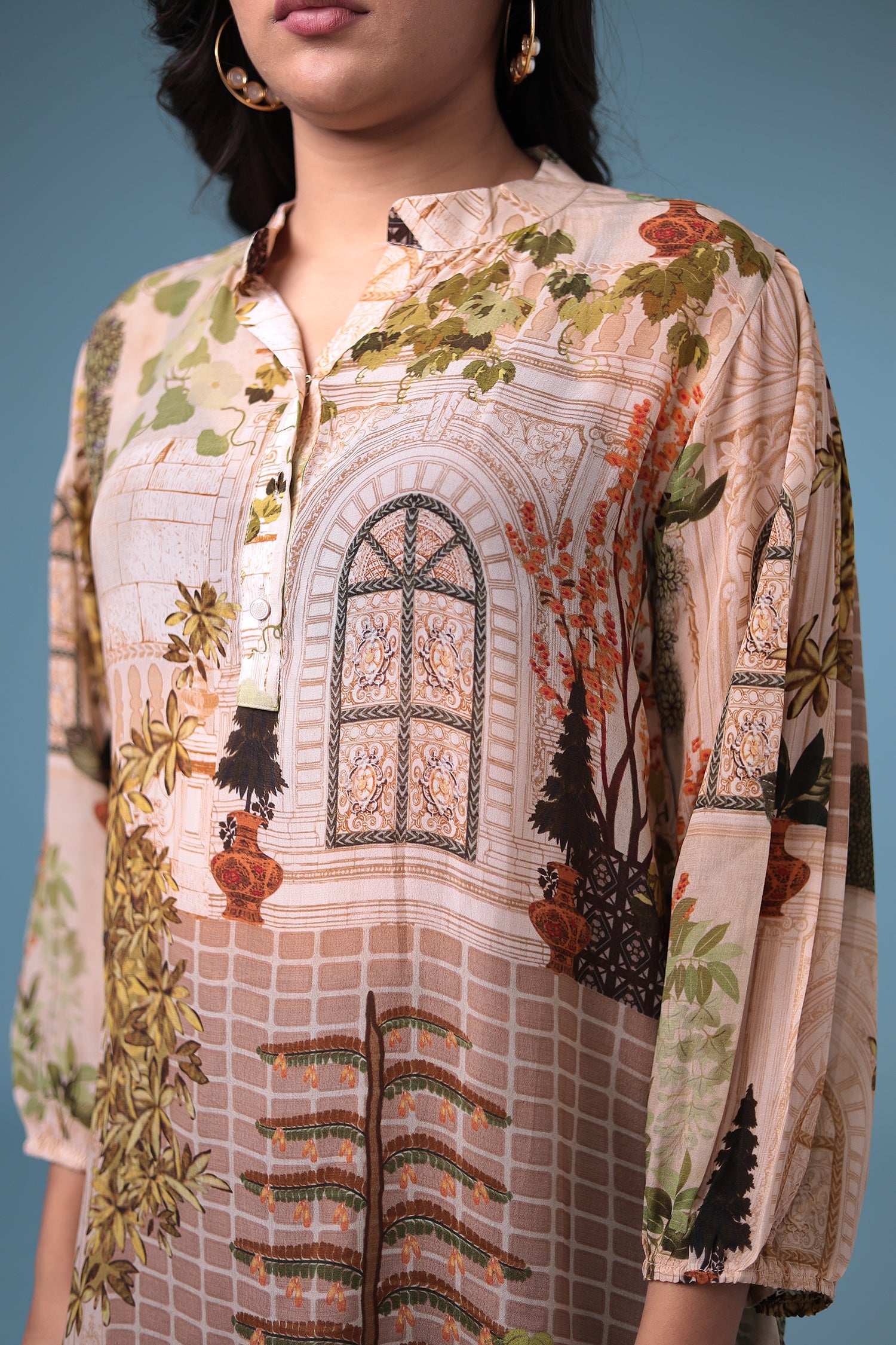 Printed Silk Blend Tunic