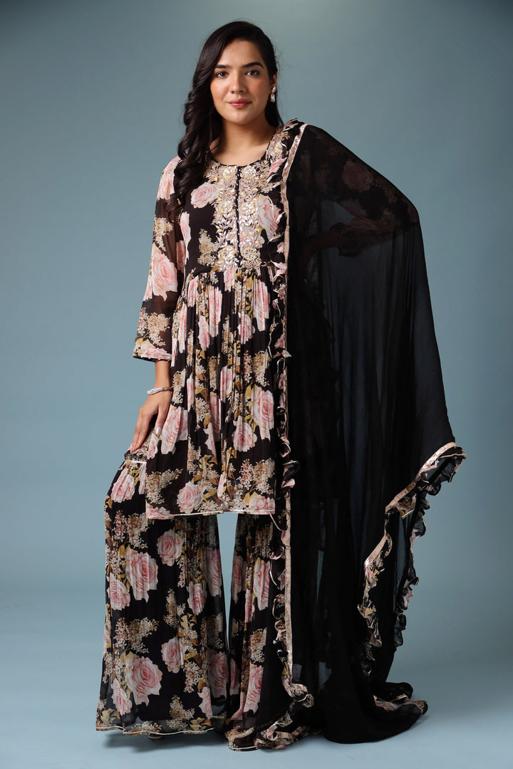 Printed Georgette Suit with Gota Patti work.