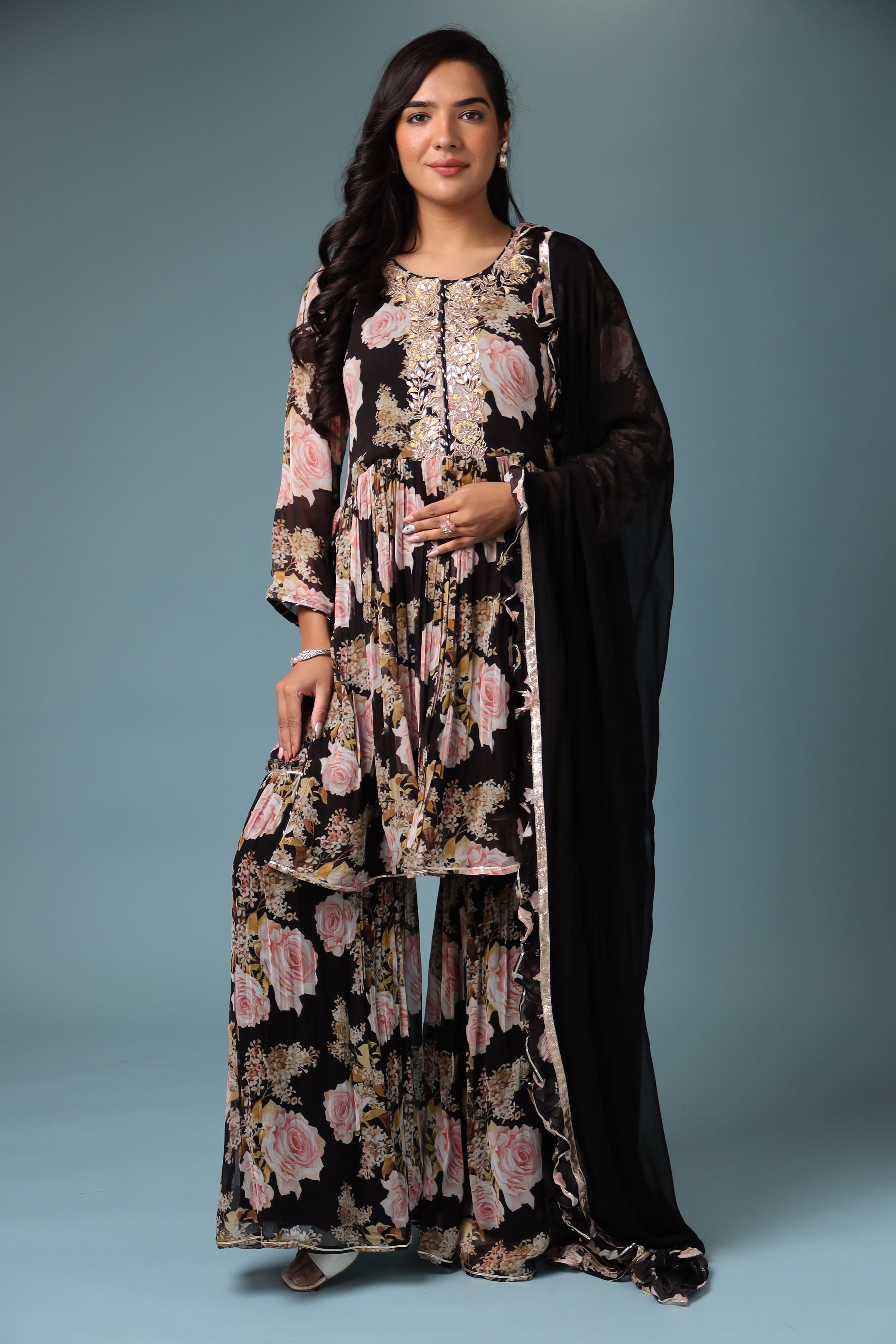 Printed Georgette Suit with Gota Patti work.