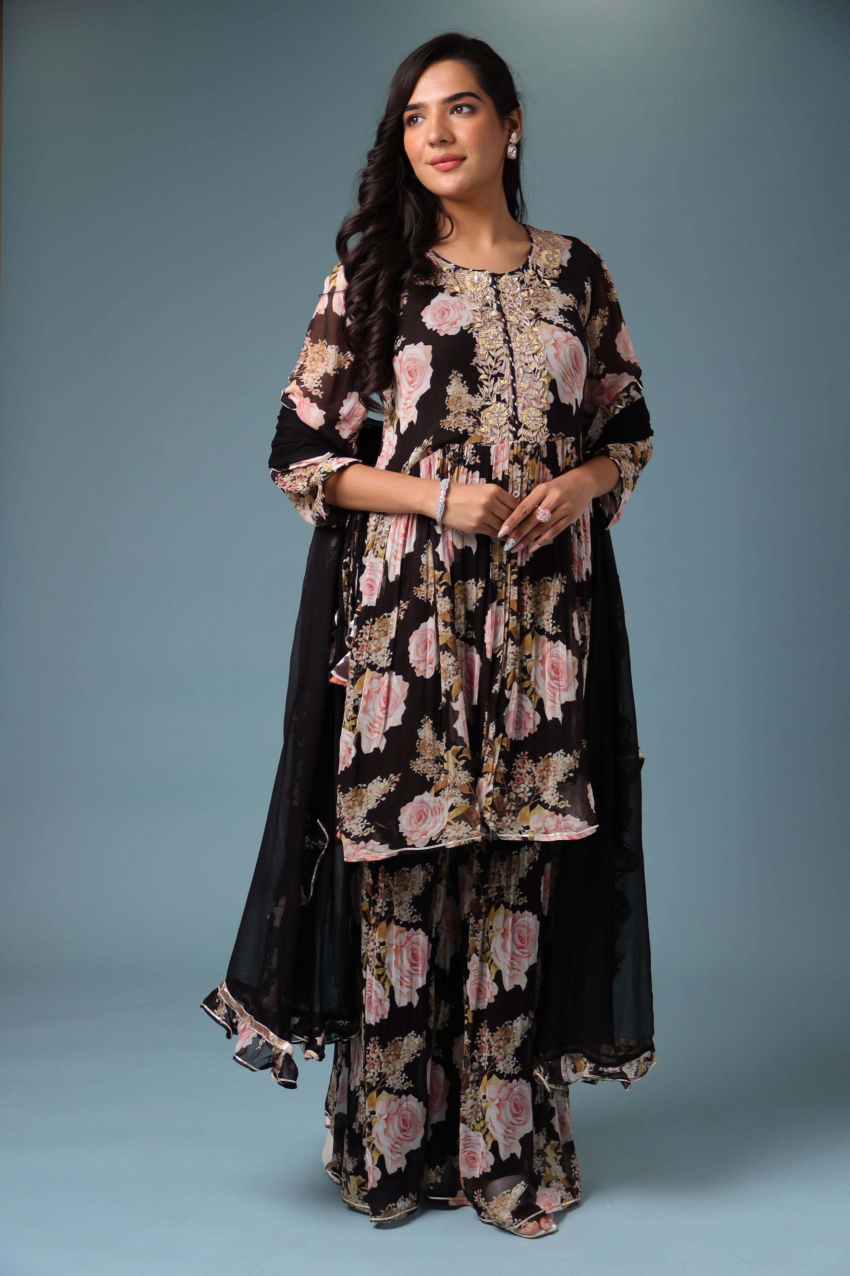Printed Georgette Suit with Gota Patti work.