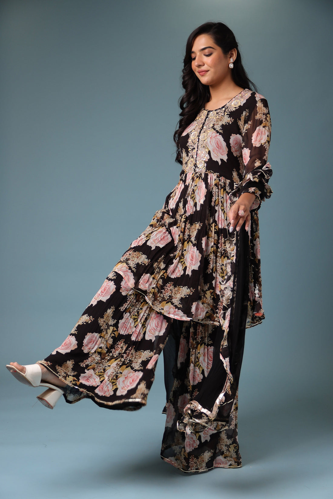 Printed Georgette Suit with Gota Patti work.