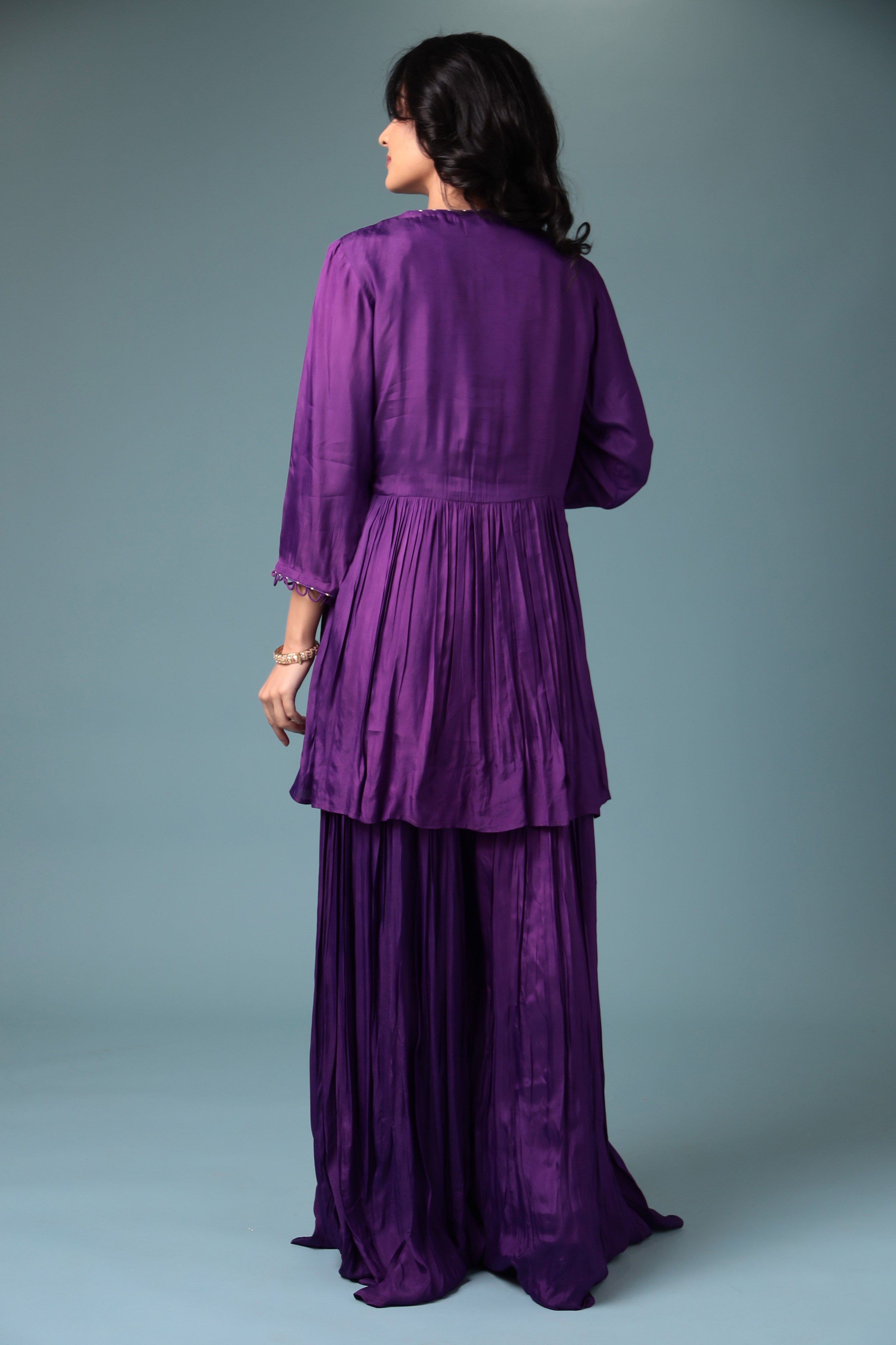 Jacket Style Silk Indowestern with Dori and Zari work.