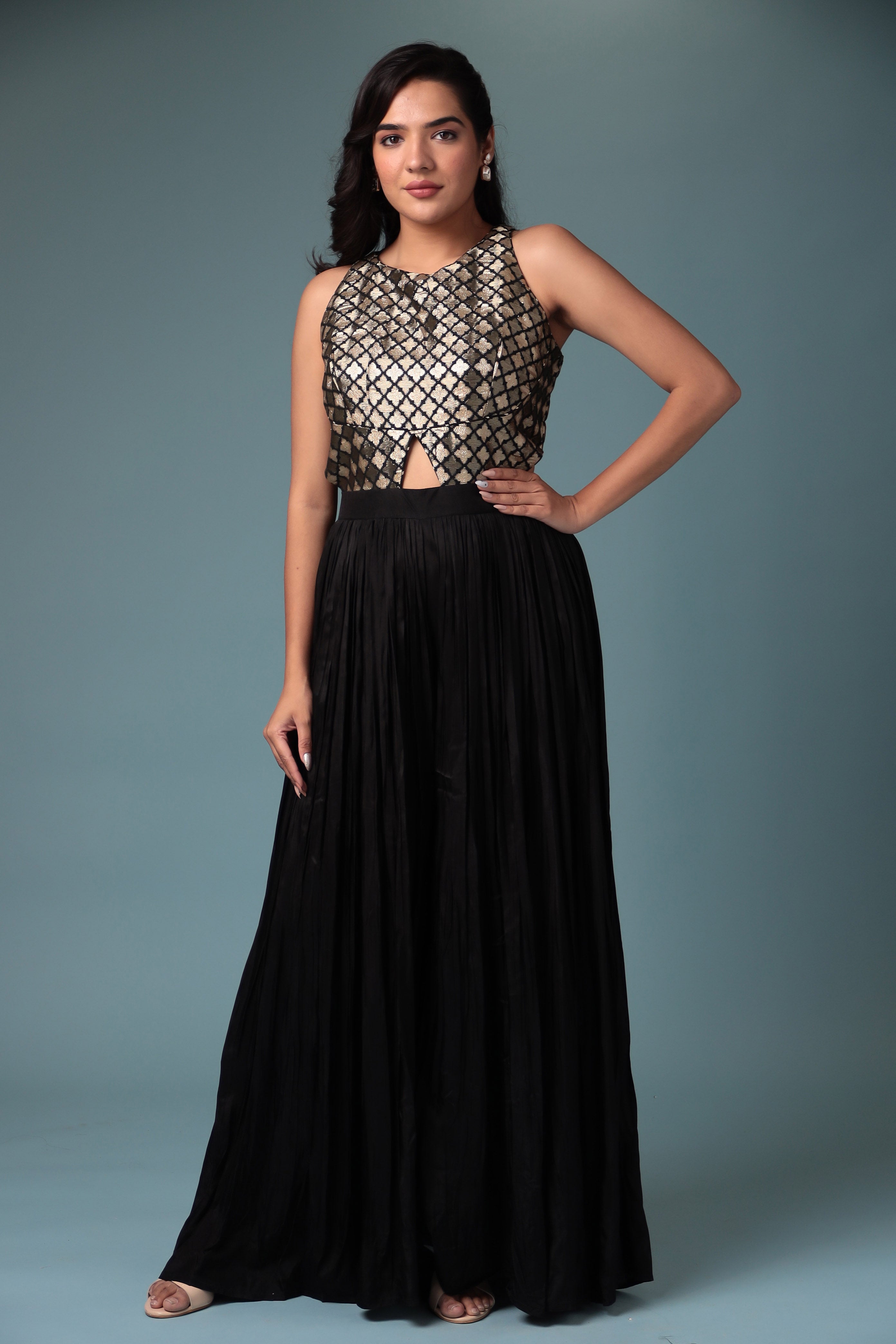 Jacket Style Silk Indowestern with Dori and Zari work.