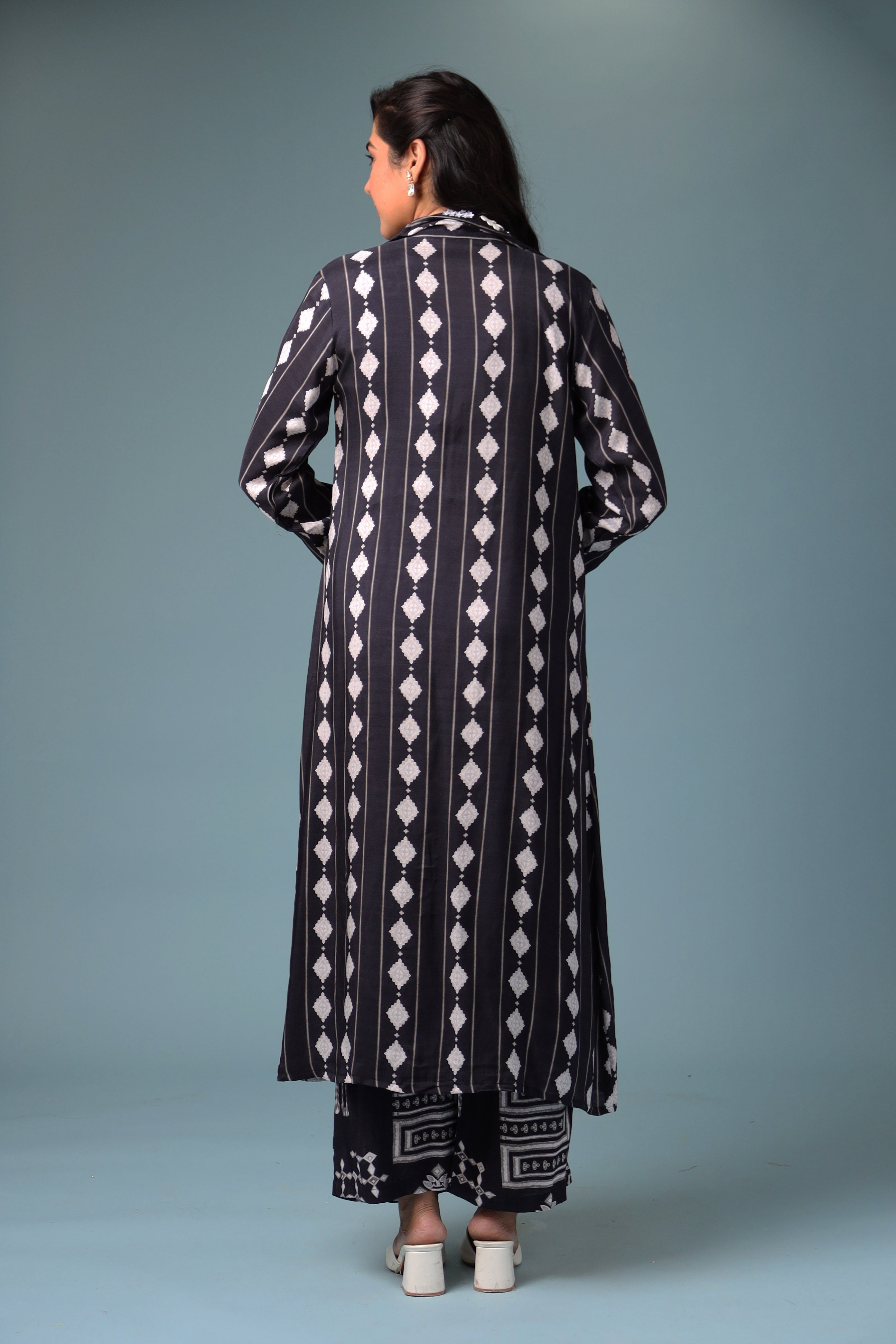 Printed Jacket Style Crepe Indowestern